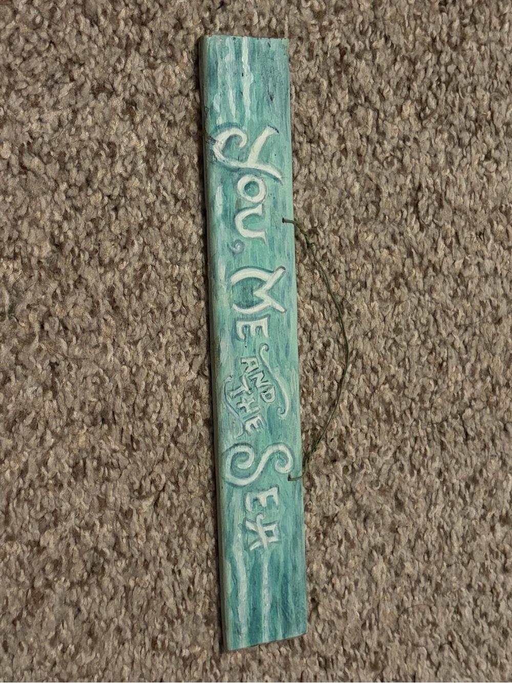 Coastal Wall Plaque 'You, Me and the Sea' in Aqua-Green - Aprox 8in long